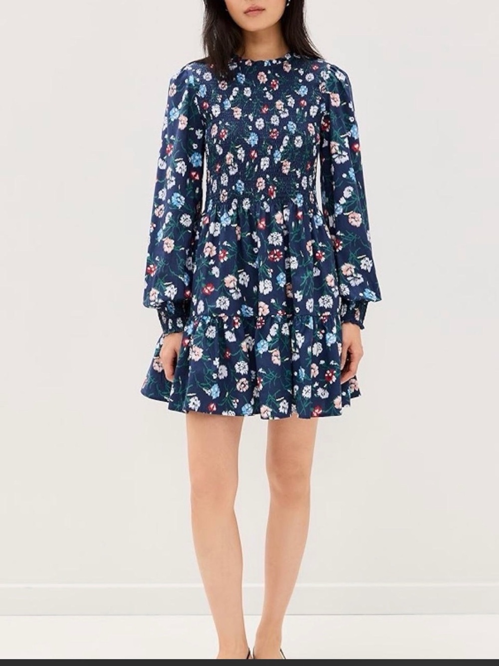 Hill House Viviana Nap Dress Navy Floral Smocked